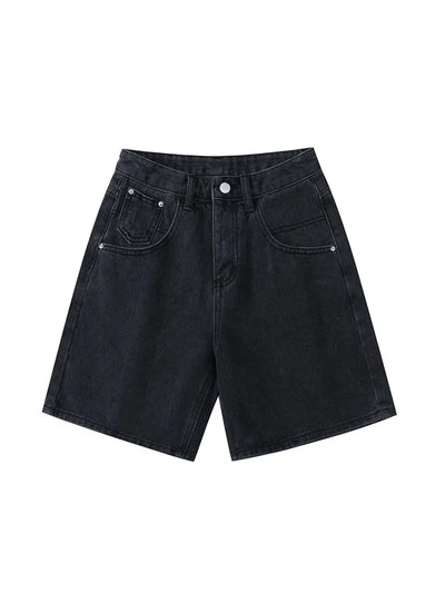 2025 Summer Women's High Waist Denim Shorts Casual Loose Ladies Plus Size Streetwear Fashion Button Wide Leg Short Jeans Female