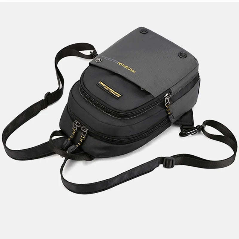 Men Nylon Small Backpack Rucksack  Multi-Functional Casual Travel Male Messenger Cross Body Chest Bags Knapsack Daypack