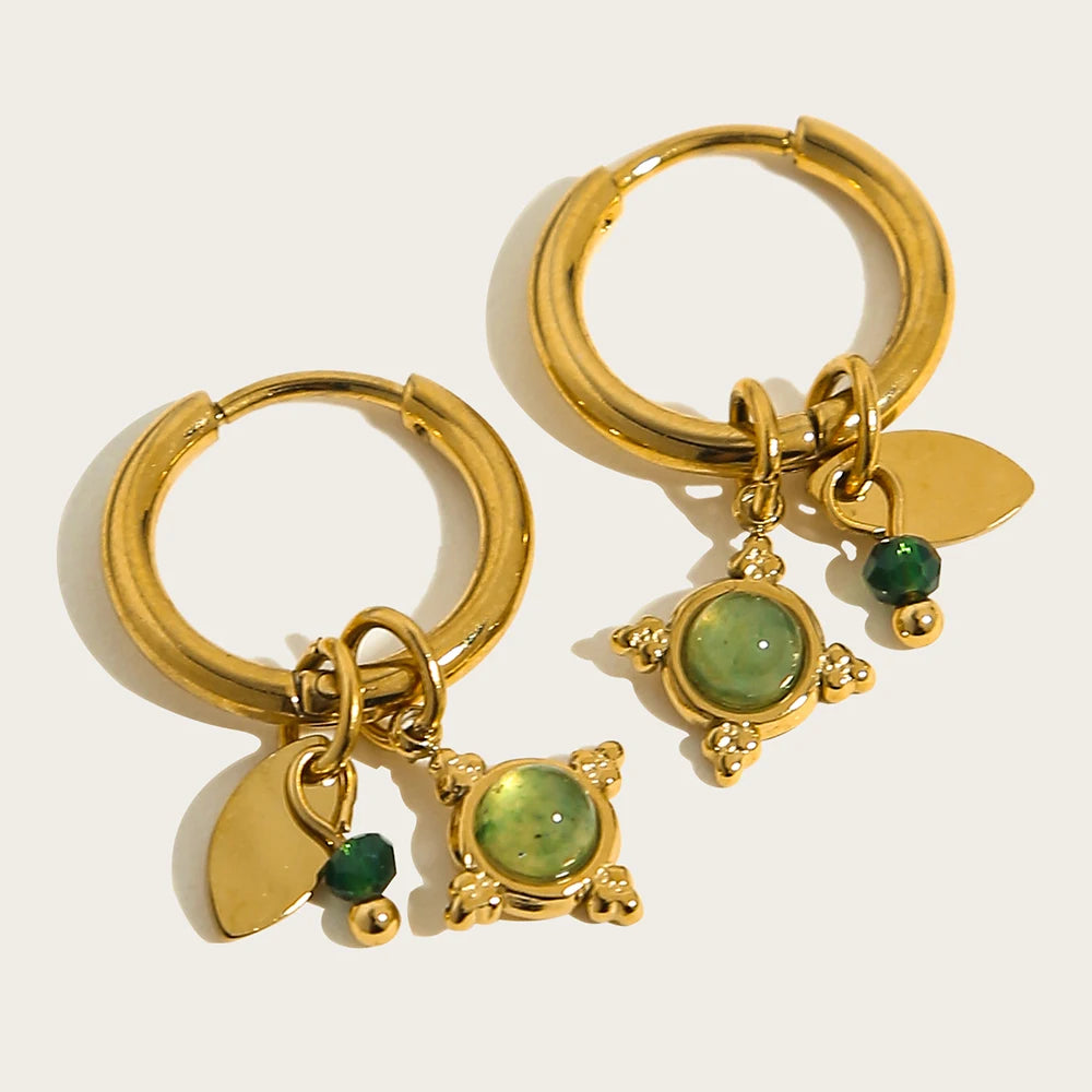 YACHAN 18K Gold Plated Stainless Steel Hoop Earrings for Women Tap Texture Metal Pearl Charms Earring Trendy Jewelry Gift