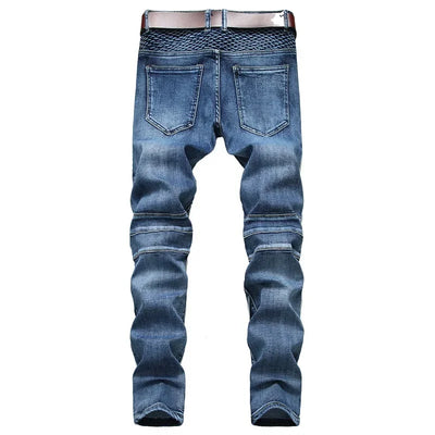 Jeans Men Long Pencil Pants Denim Pant High Waist Slim Fit Simple Zipper Splice Casual Regular Autumn Winter Straight Trousers