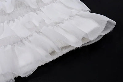 Fashion Y2K Ruffle Tiered Mini Skirts Co-ord Sets Elegant Outfits Tie Front Tops and Skirt 2 Piece Matching Sets Skirt Sets