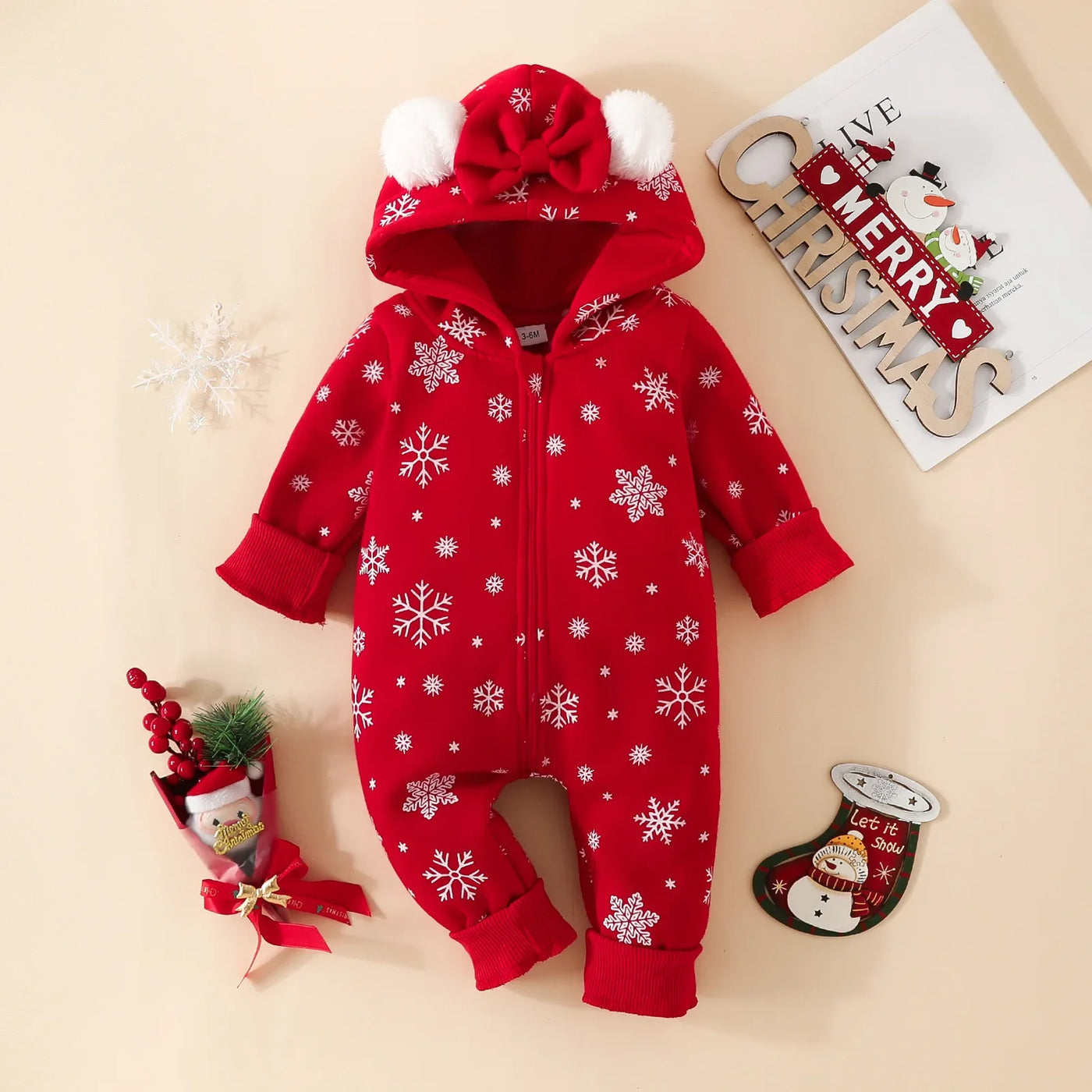 Prowow Cartoon Fox Baby Winter Clothes Romper Jumpsuit For Newborns Zipper Cute Ears Hooded Thicken Infant Overalls For Children