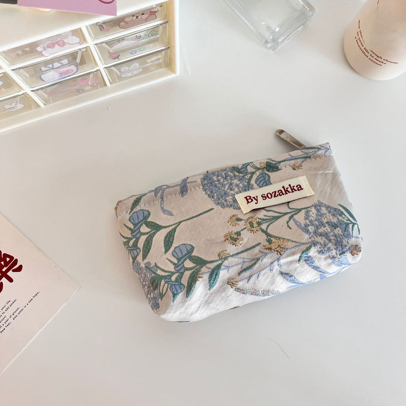 New Korean Women Floral Makeup Bags Cosmetic Bag Organizer Pouch Travel Make Up Toiletry Bag Canvas Beauty Case Pencil Case