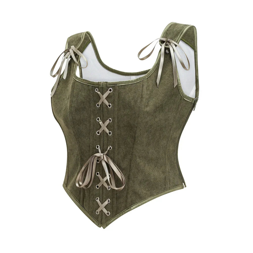Women's Retro Lace Up Corsets with Straps Steampunk Bustier Crop Top Women Body Shaper Slimming Vest