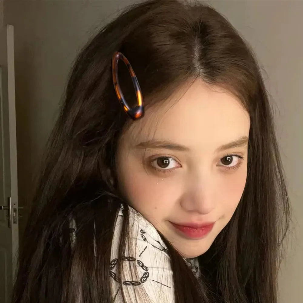 2/4/8Pcs Vintage Leopard Hair Clips Y2K Cute Korean Charm BB Hair Clip Print Glue Oval Hair Clips Student Woman Hair Accessories