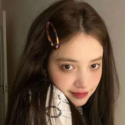 2/4/8Pcs Vintage Leopard Hair Clips Y2K Cute Korean Charm BB Hair Clip Print Glue Oval Hair Clips Student Woman Hair Accessories