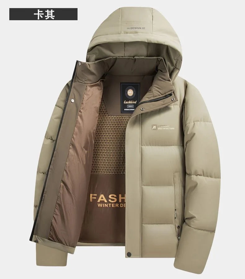 2024 Autumn and Winter New Fashion Trend Thick Warm Hooded Cotton-Padded Jacket Men's Casual Loose Comfortable Plus Size Coat