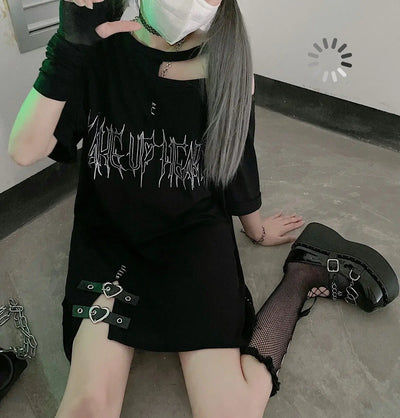 Oversized Tops Harajuku Tshirts Summer Y2k Off Shoulder Japanese T Shirt Women