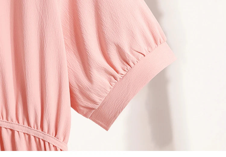 Plus Size Polo Shirt Women Summer 2025 New Korean Style Large Size Loose Chiffon Blouse Women Slim Waist Casual Tops Female
