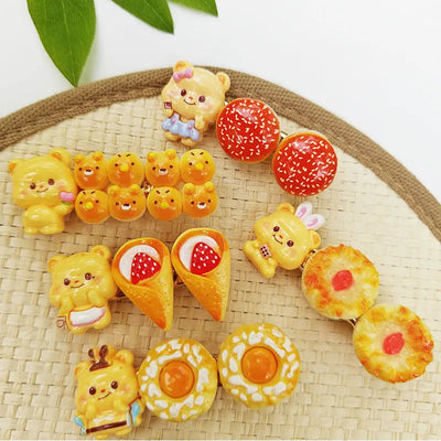 Cute Bread Bear Hair Clip Sweet Bangs Clip for Girls Fashion BB Clips Cartoon Side Clips Cards Headwear Women Lovely Accessories