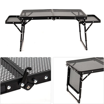 Camping Table Iron Mesh Folding Table Portable Outdoor Camping With Lifting Shelf Mesh Folding Table Outdoor Foldable Table