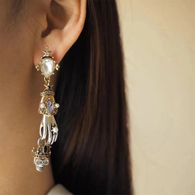 2023 New Skull Earrings Necklace Set Alloy Punk Gothic Style Men's And Women's Jewelry Party Gift