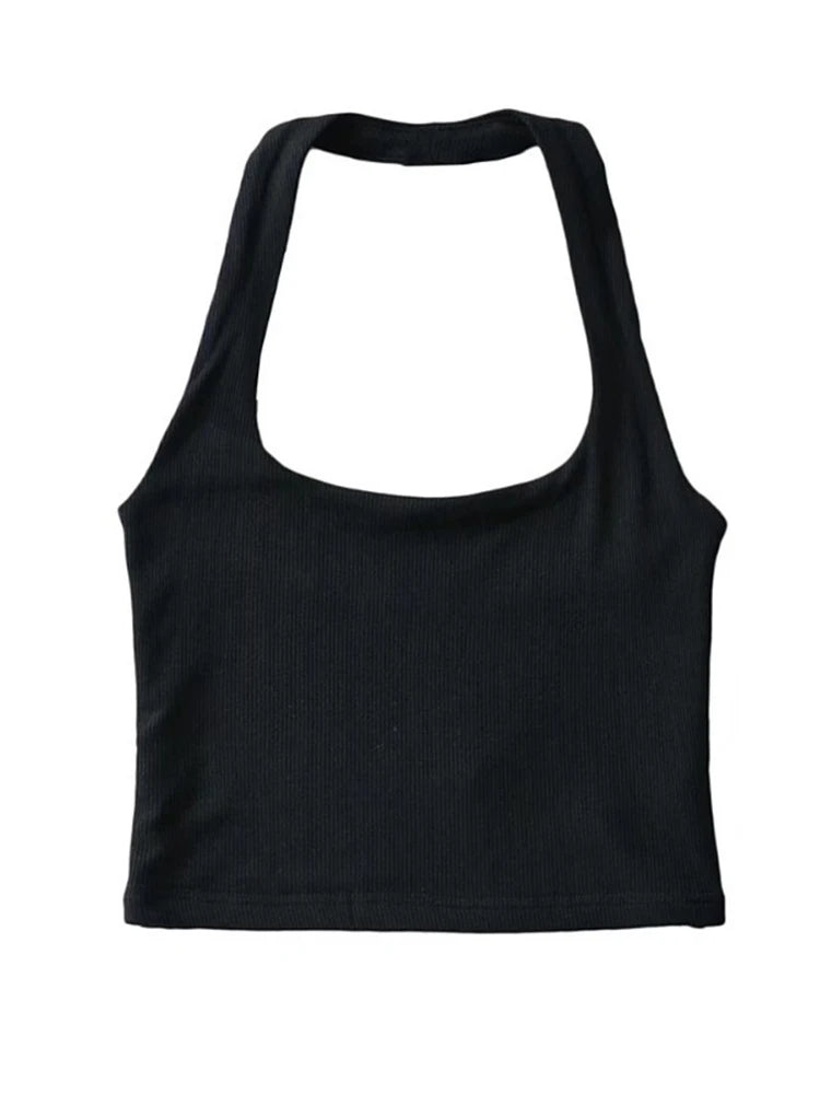 Sexy Women Crop Top 2023 Summer Double Halter Tops Sleeveless Tanks