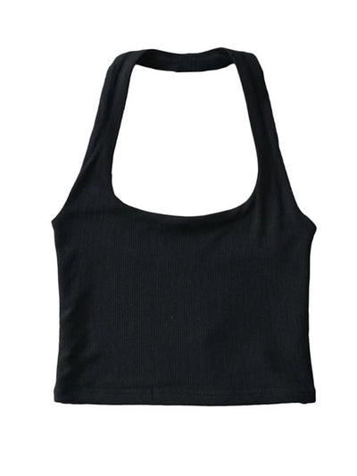 Sexy Women Crop Top 2023 Summer Double Halter Tops Sleeveless Tanks