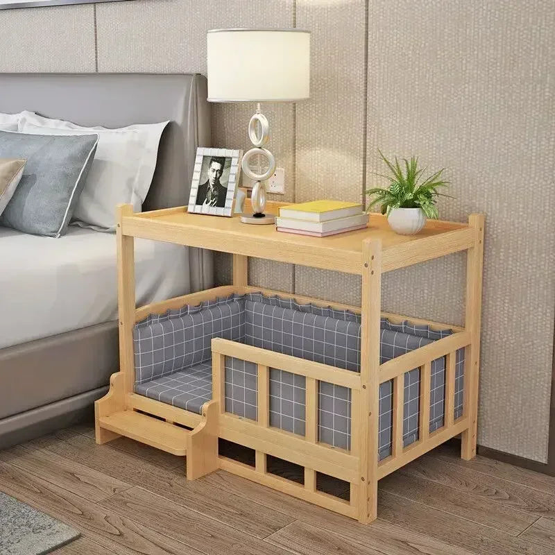 Simple Wooden Dog Bed Multifunctional Bedside Dog House Environmentally Friendly Practical Pet Bed Domestic Wooden Bedside Table