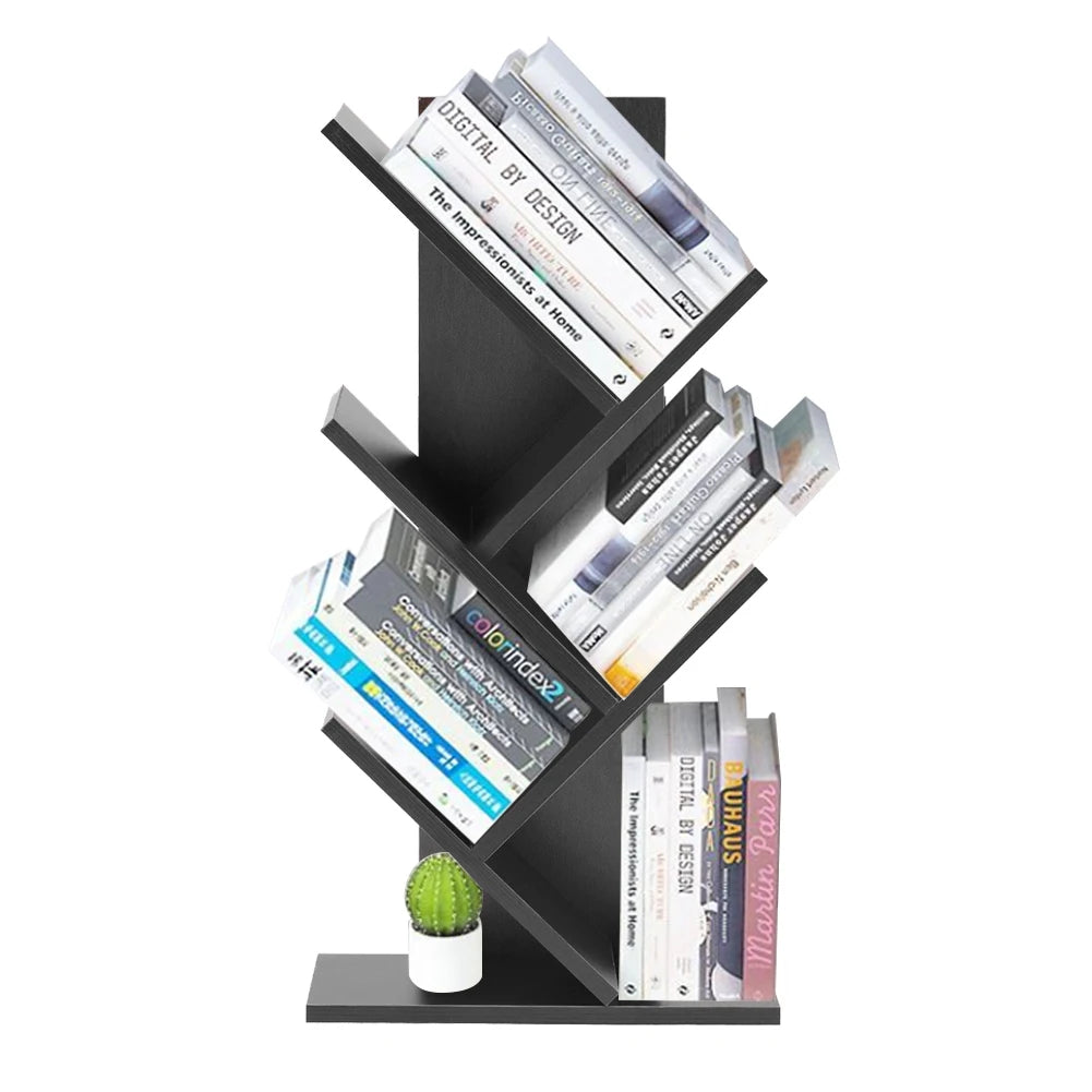 Rustic Standing Tree Bookshelf Wood Display Rack For Home Office Decoration Storage Organizer Shelf Bookcase