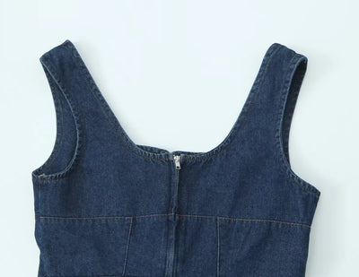 2025 Sexy Square Collar Blue Denim Camis Sexy Corset Women Front Cross Lacing up Bandage Bow Tank Tops Back Zipper Slim Crop Top