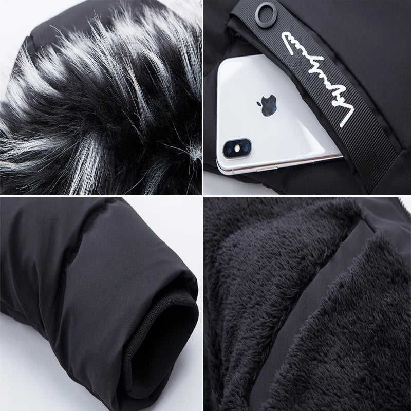 DIMUSI Winter Men's Long Jacket Fashion Men Fur Collar Thermal Classic Coats Casual Warm Windbreaker Padded Jackets Men Clothing
