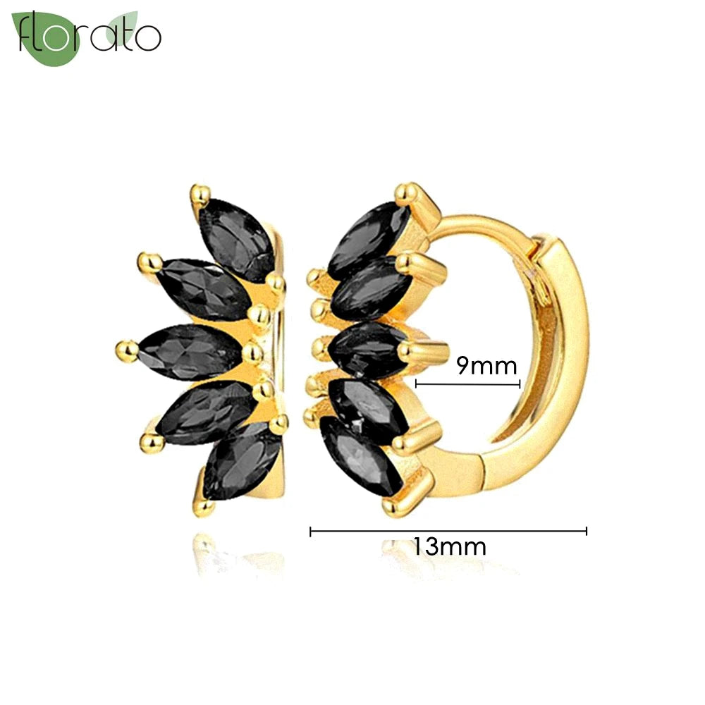 925 Sterling Silver Needle Fashion Round Pendant Small Earrings Luxury Gold Hoop Earrings for Women Premium Black Jewelry Gifts