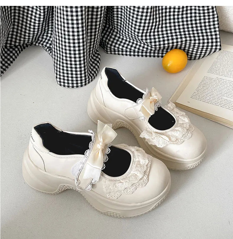 Comemore Retro  Ballet Style Sneakers Shallow Mouth Thick Sole Single Shoe for Women Spring Autumn Casual Sport Mary Jane Shoes