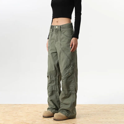2024 Ropa Y2K Streetwear Army Green Baggy New Jeans Cargo Pants For Women Designer Clothes Multi Pockets Casual Lady Trousers