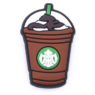 1pc Cute Cartoon Cat Coffee Cup PVC Shoe Charms Buckle Clogs Accessories for Girls Sandals Decoration Kids Gift
