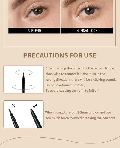 Double Head Fine Tube Eyebrow Pencil High Pigment Waterproof Not Easy To Fade Suitable For Beginners Eye Cosmetics