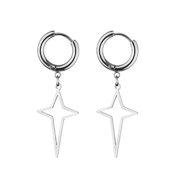 New Punk Stainless Steel Chain Hoop Earrings For Women Men 2023 Trendy Goth Pop Hip Hop Pendants Ear Jewelry Accessories Earring