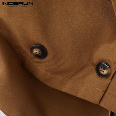 Fashion Well Fitting Tops INCERUN New Men Deconstruct Metal Buckle Suit Coat Casual Streetwear Cropped Long Sleeved Blazers 2025