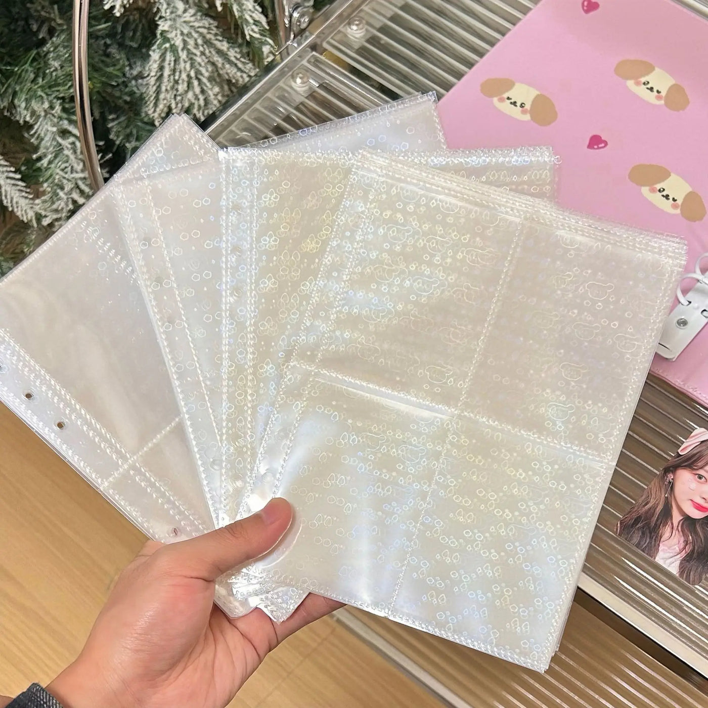 MINKYS 10PCS/Pack Butterfly Little Puppy Kpop Photocard A5 Binder Sleeves Idol Photo Card Holder Photocards Album Storage Bag