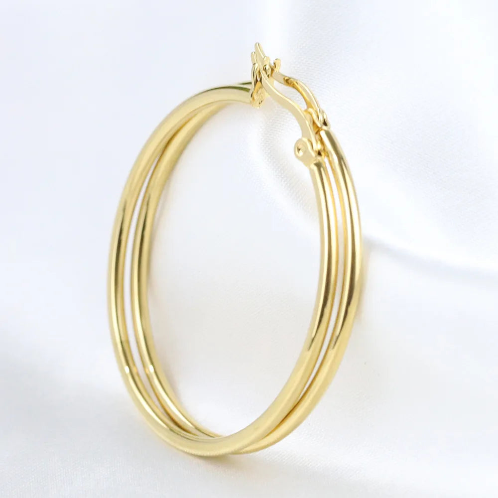 HNSP 50MM Circles Stainless Steel Hoop Earrings For Women Ear Jewelry Fashion Trend Female Girl Accessory