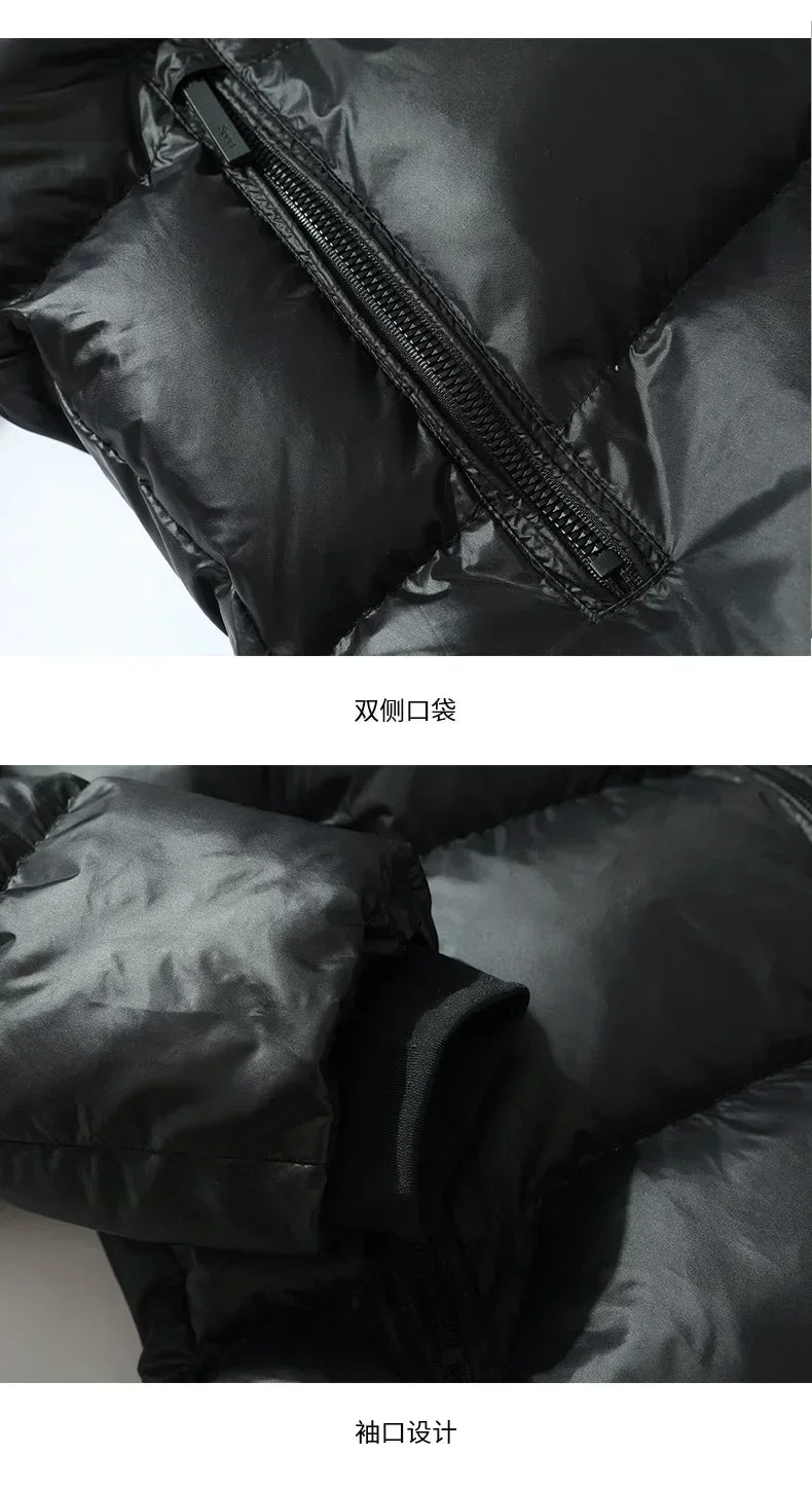 Solid Color with Hoodie Warm Puffer Jackets Padded Cotton Clothes Waterproof Jackets Man Winter Coats Men Hooded Zipper Parkas
