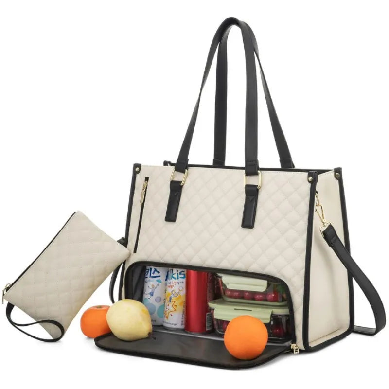 Convenient Commute 2025 New Lunch Bag Women's Insulated Lunch Box Women's Leak-proof Large Purse Diagonal Computer Storage