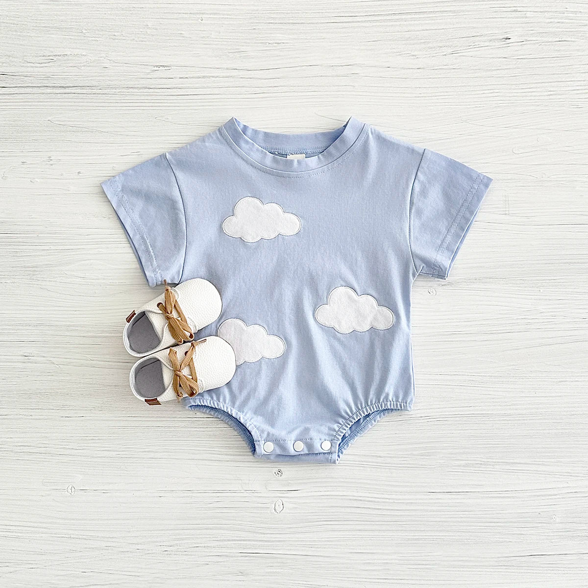 New Summer Infant Short Sleeve Romper Baby Triangle Bodysuit Clothes Baby Girl Jumpsuit Love Cloud Pattern Cartoon Boy 0-18M