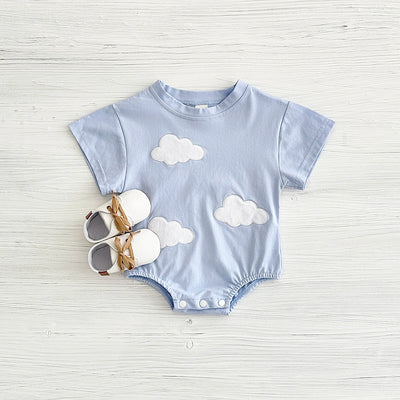New Summer Infant Short Sleeve Romper Baby Triangle Bodysuit Clothes Baby Girl Jumpsuit Love Cloud Pattern Cartoon Boy 0-18M