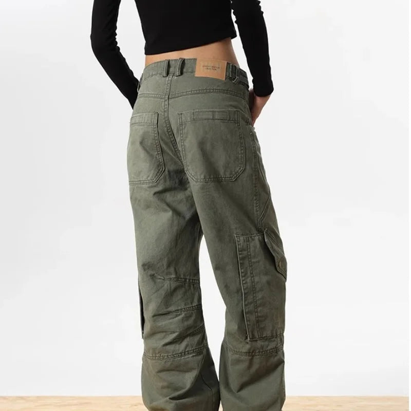 2024 Ropa Y2K Streetwear Army Green Baggy New Jeans Cargo Pants For Women Designer Clothes Multi Pockets Casual Lady Trousers