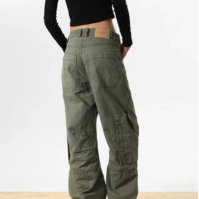 2024 Ropa Y2K Streetwear Army Green Baggy New Jeans Cargo Pants For Women Designer Clothes Multi Pockets Casual Lady Trousers