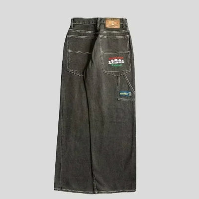 Y2k Streetwear Jeans Mens Womens Harajuku Retro Multi Pocket Washed Worn Out Jeans Fashionable Hip Hop Oversized Wide Leg Pants
