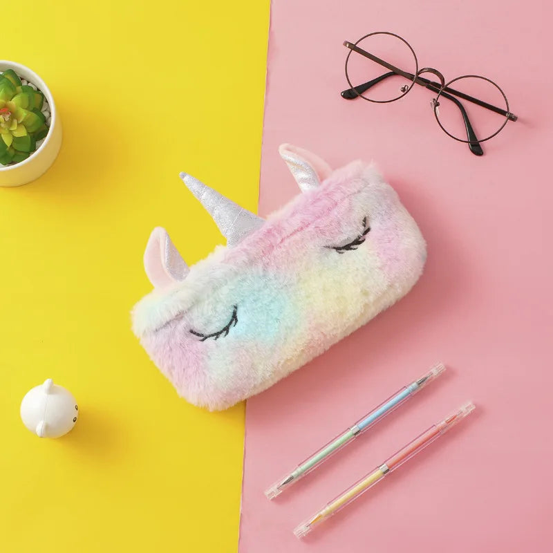 Plush Unicorn Cute Pencil Case Licorne Kawaii Girls Estuche Para Lpices for Trousse Astuccio Canvas Scolaire School Cartuchera