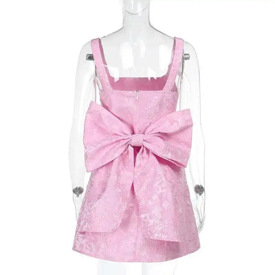 Townlike Jacquard Waist Wrap A-line Dress Women Spaghetti Strap 2025 Spring Summer Dress Bow Nightclub Sexy Party Dresses