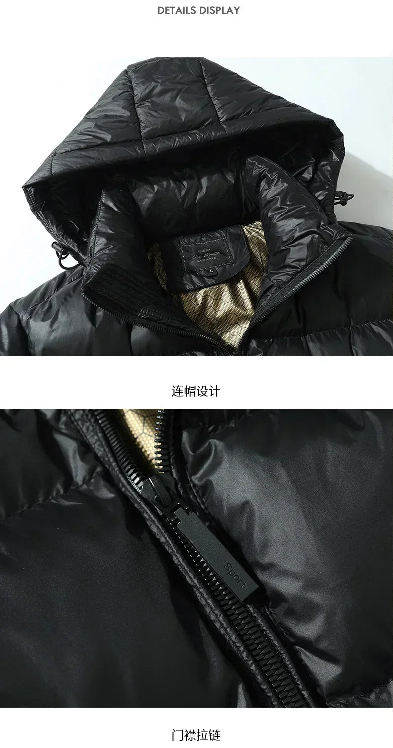 Solid Color with Hoodie Warm Puffer Jackets Padded Cotton Clothes Waterproof Jackets Man Winter Coats Men Hooded Zipper Parkas