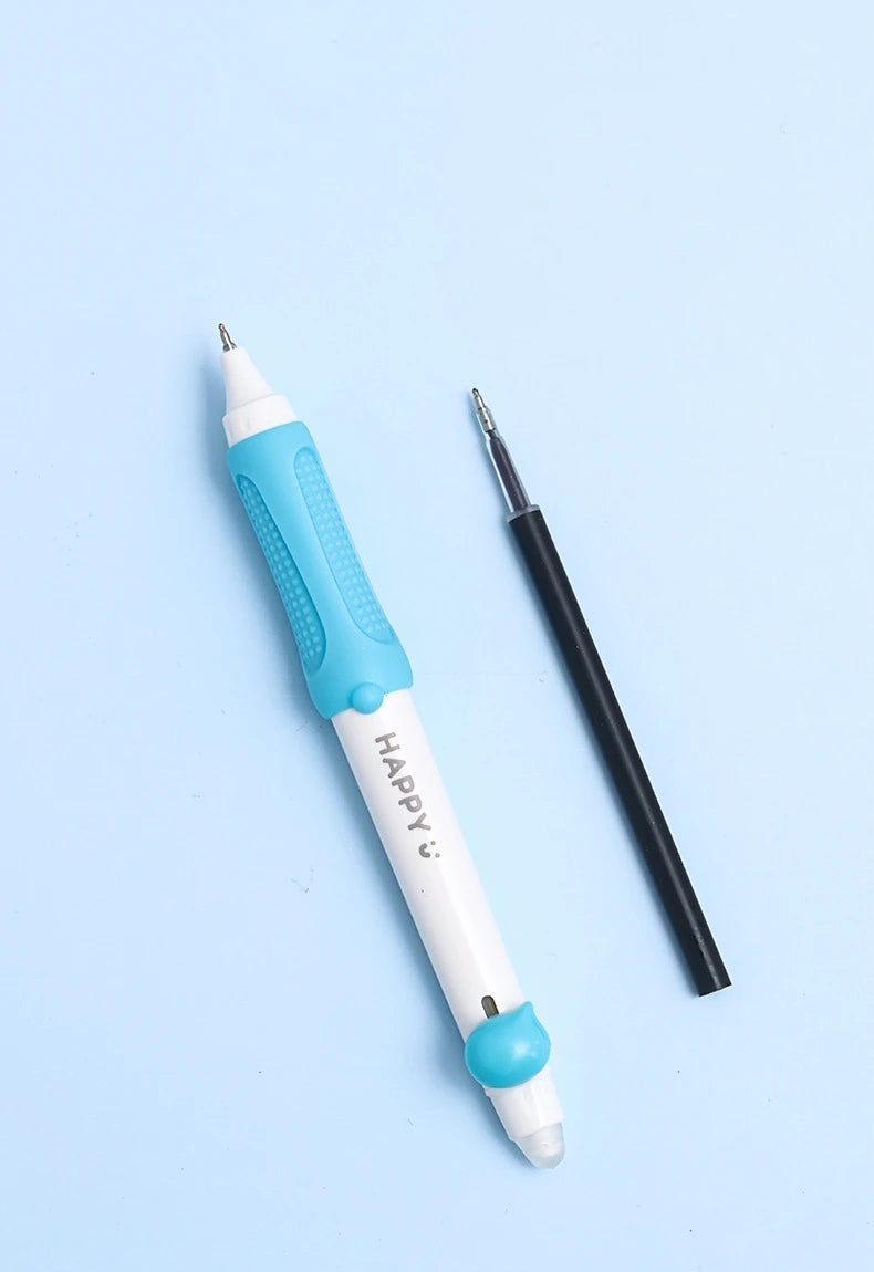 3pcs Happy Beans Gel Pens Set Ergonomical Triangle Grip Erasable Black Color Ink 0.5mm Ballpoint for Writing School A7682