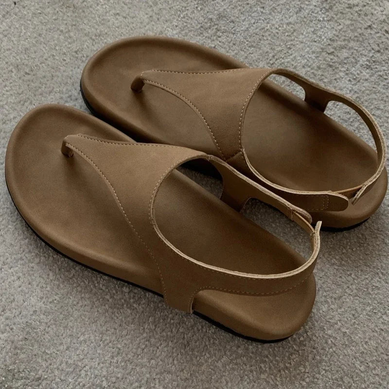 Flat with Slip-on Casual Modern Sandals Low Heel Solid 2025 High Quality Ladies Shoes Back Strap Roman Women's Sandals