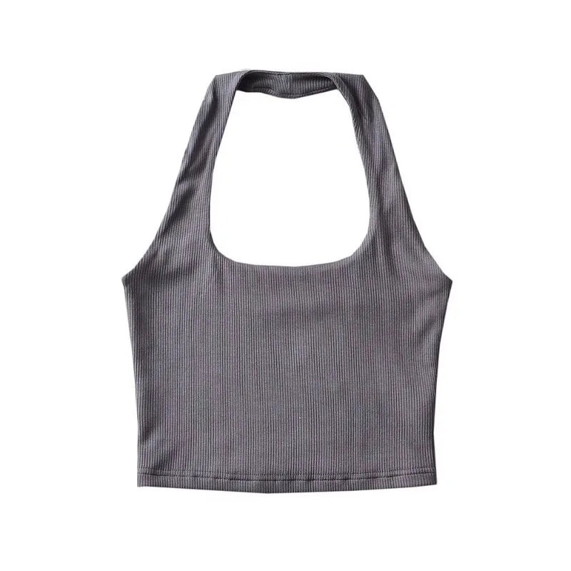 Sexy Women Crop Top 2023 Summer Double Halter Tops Sleeveless Tanks