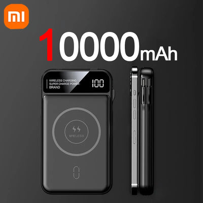 Xiaomi Emergency 50000mah Wireless Charging Power Bank Magnetic Charging Built-in Wire Mobile Phone Battery For IPhone Magsafe