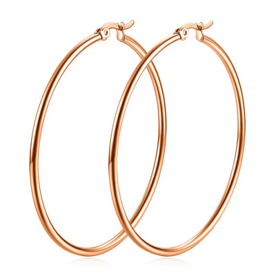 HNSP 50MM Circles Stainless Steel Hoop Earrings For Women Ear Jewelry Fashion Trend Female Girl Accessory