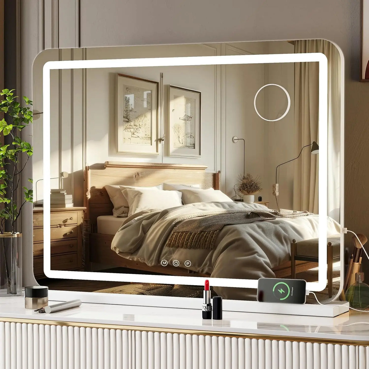 Vanity Mirror w/ Lights 80cm/60cm/50cm Makeup Mirror LED Lights,Touch Screen, 3-Color Lighting,Dimmable,for Vanity Desk Tabletop