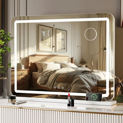Vanity Mirror w/ Lights 80cm/60cm/50cm Makeup Mirror LED Lights,Touch Screen, 3-Color Lighting,Dimmable,for Vanity Desk Tabletop
