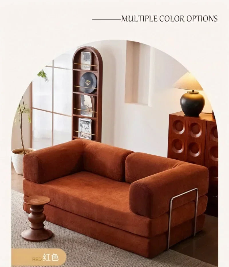 Italian Compressed Soft Sofa Convenient Minimalist Retro Corduroy Sofa Bed Foldable Washable Customizable for Living Room