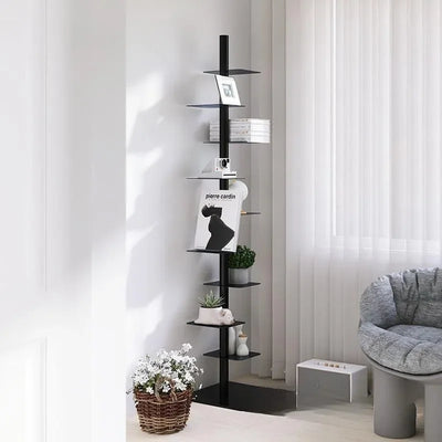 9- Layers Creative Bookcases Iron Rotating Invisible Spiral Bookshelf Living Room Display Shelf Household Corner Room Furniture